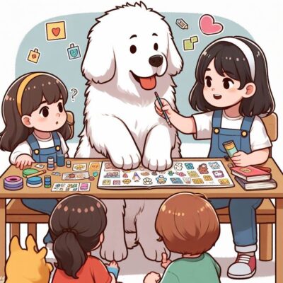 Ted teaching how to make stickers